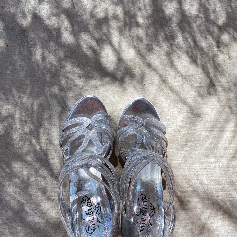Silver sparkly heels